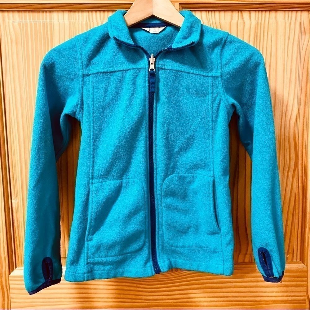 Lands End blue teal green fleece jacket coat layer